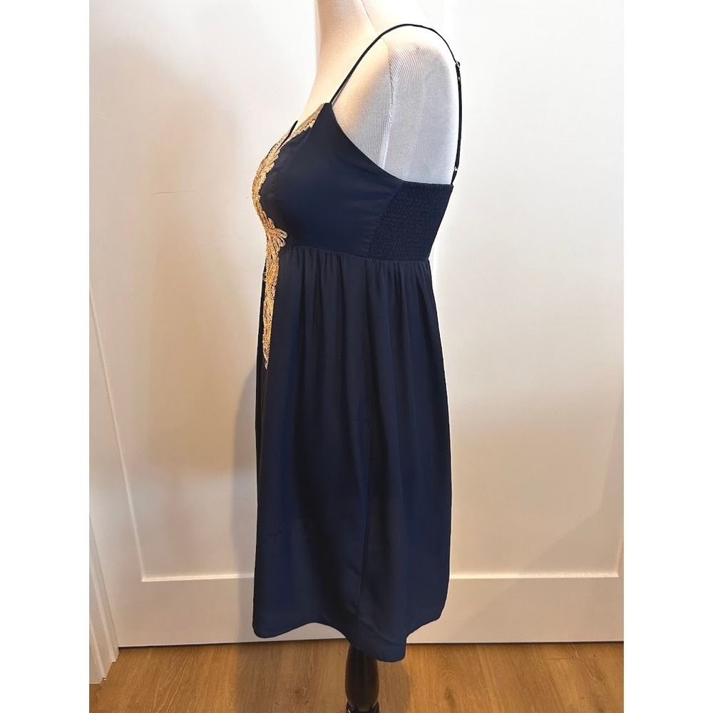 Lilly Pulitzer Navy Blue Gold Kelsea Empire Waist Dress Womens Size 4 Cocktail - Picture 6 of 9